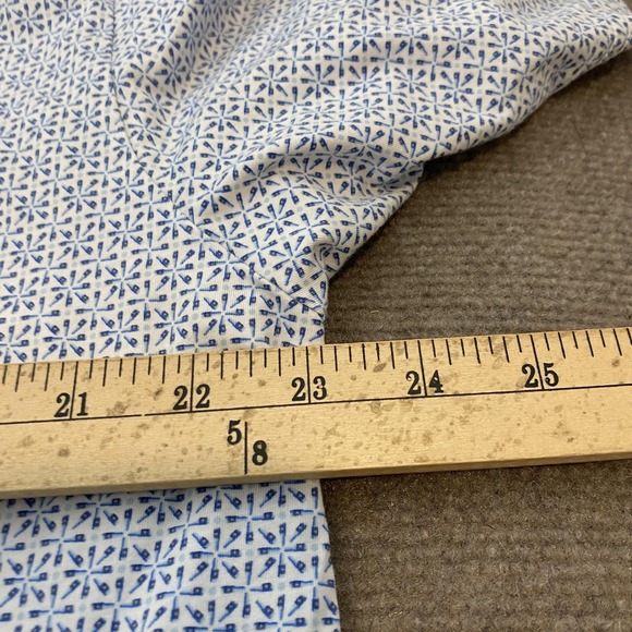 Peter Millar Polo Shirt Mens Size XL White Blue Geometric Pima Cotton Golf Print - Picture 8 of 10
